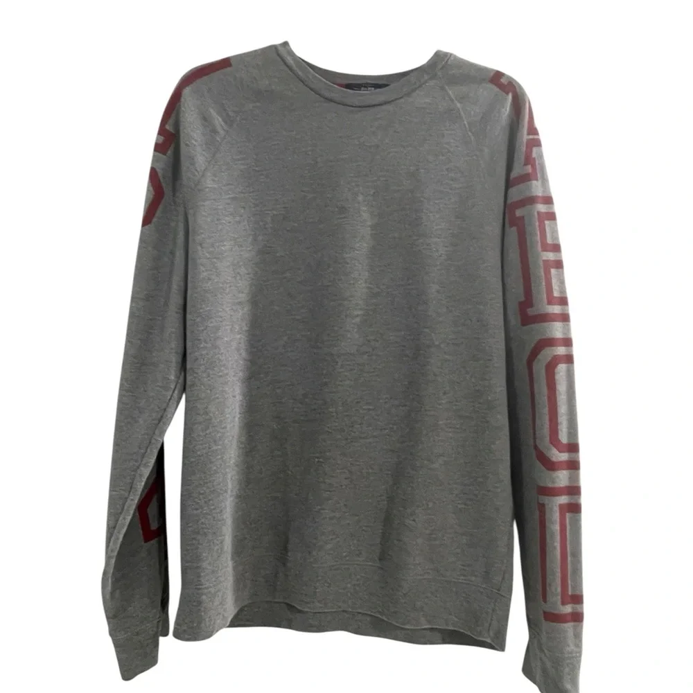 Topman Charcoal‎ Crewneck Sweatshirt with Burgundy Highlights Size Large